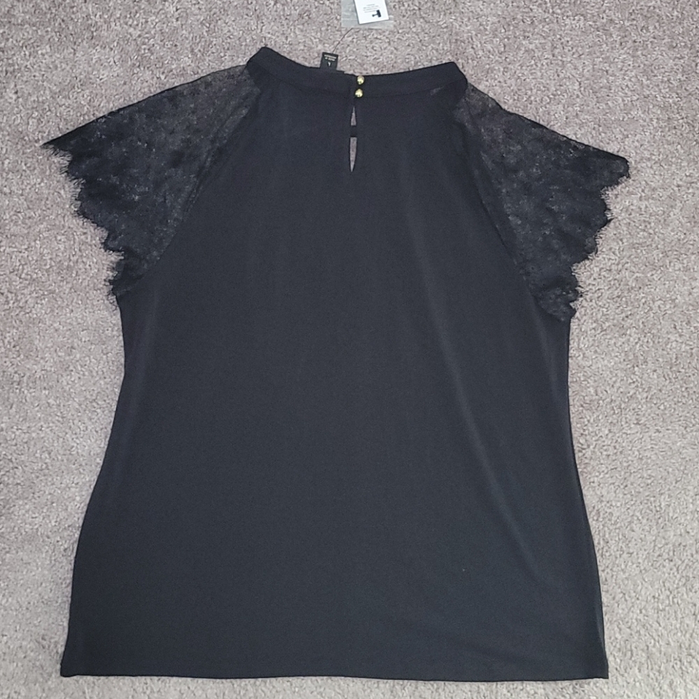 Worthington Keyhole Neck Lace Sleeve blouse - Picture 5 of 9